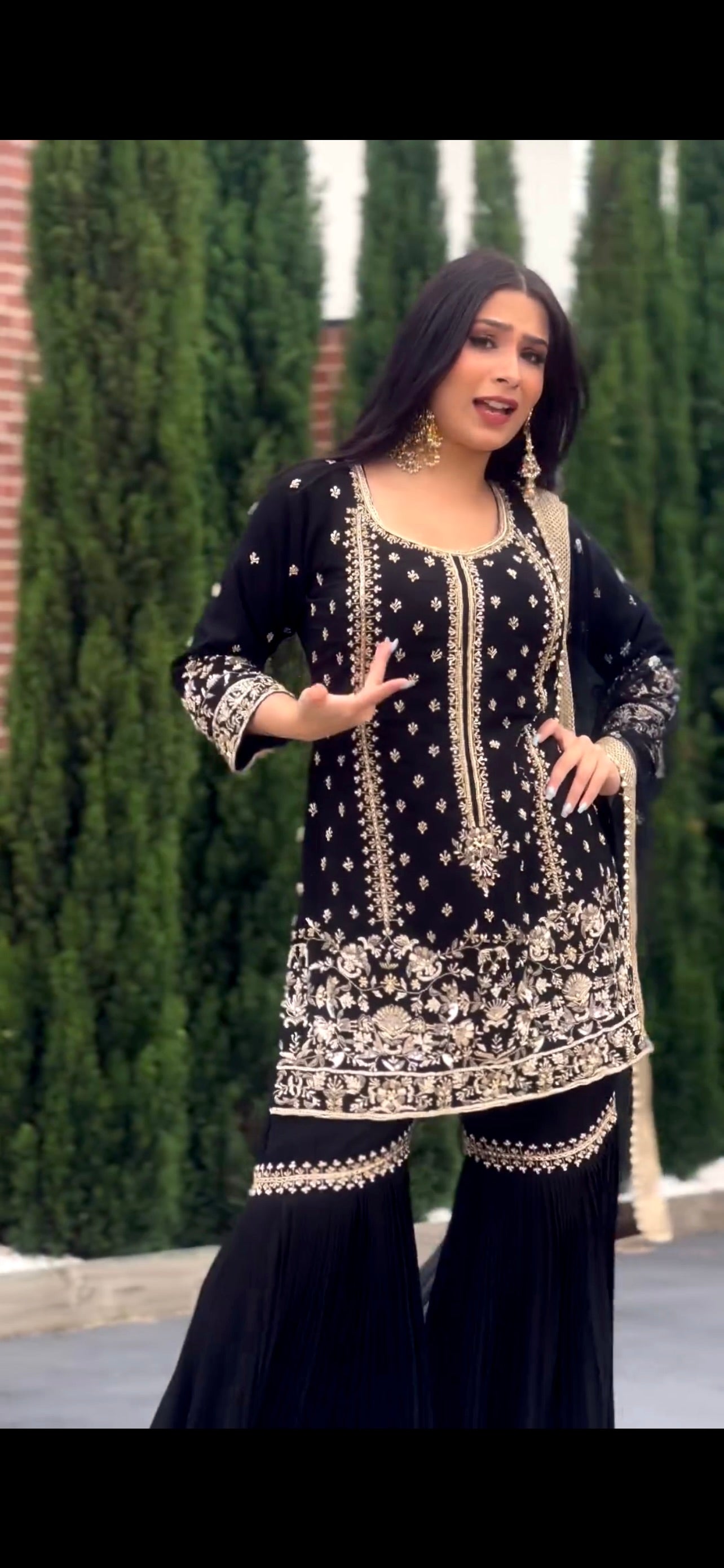 Party Wear Black Georgette Ready to Wear Sharrara Suit